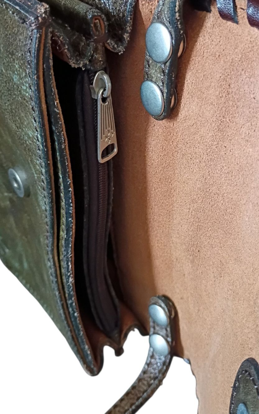 Patricia Nash Brown & Turquoise Torri Crossbody Tooled Leather Purse Bag Western - Picture 5 of 6